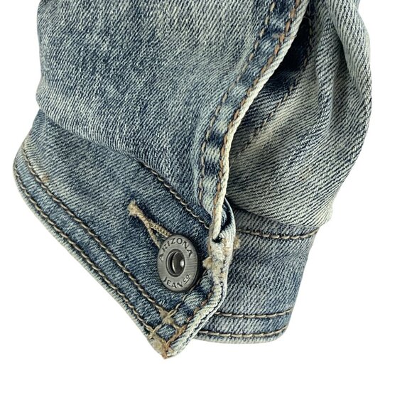 Arizona Jeans Girls Denim Jacket Size L Floral Embroidery Crochet Patchwork - Picture 9 of 11